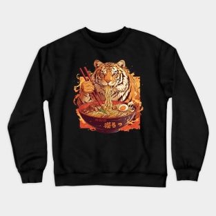 tiger eating noodles Crewneck Sweatshirt